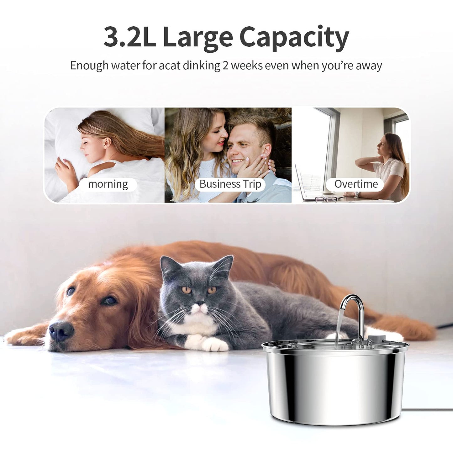 3.2L stainless steel water fountain