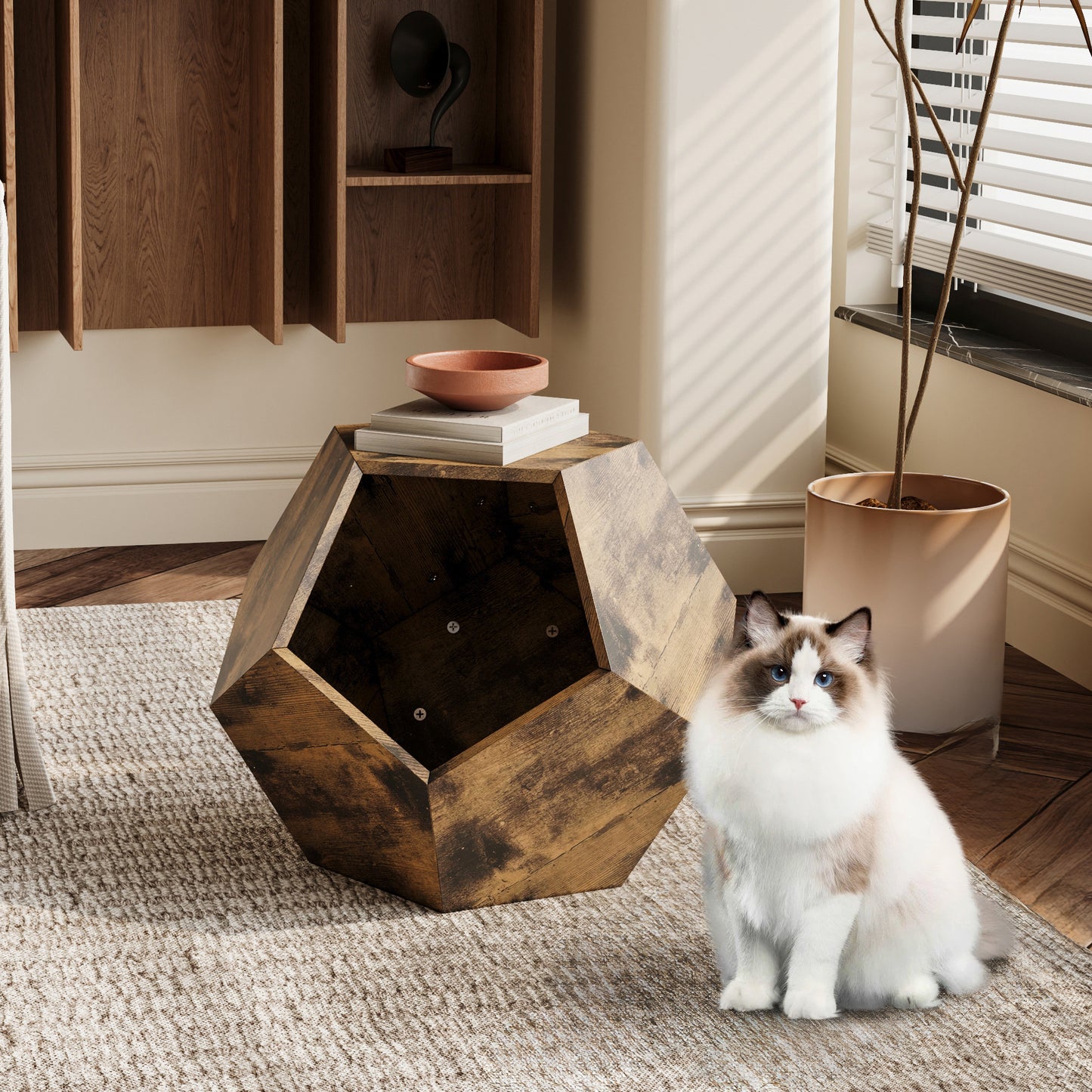 25.98'' geometric cat bed side table