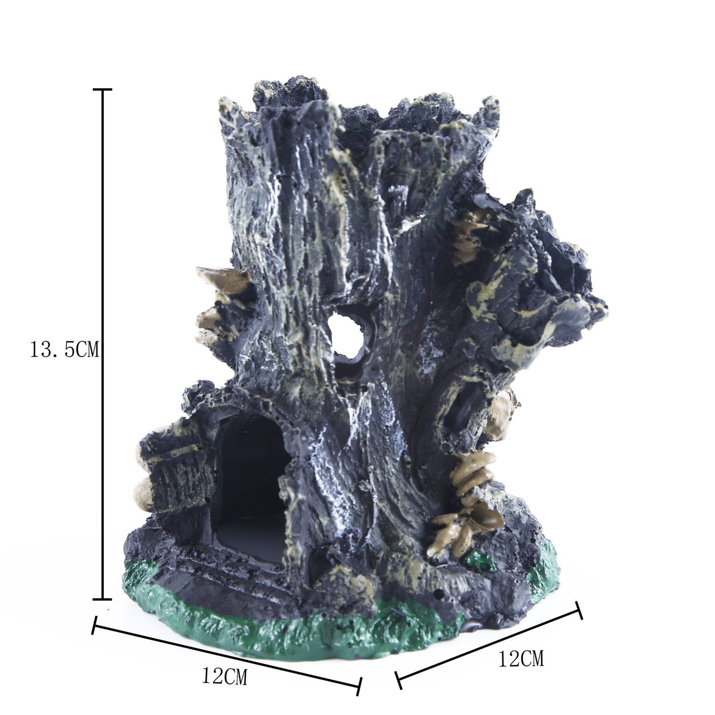 Resin Hollow Tree Stump Fish Decor