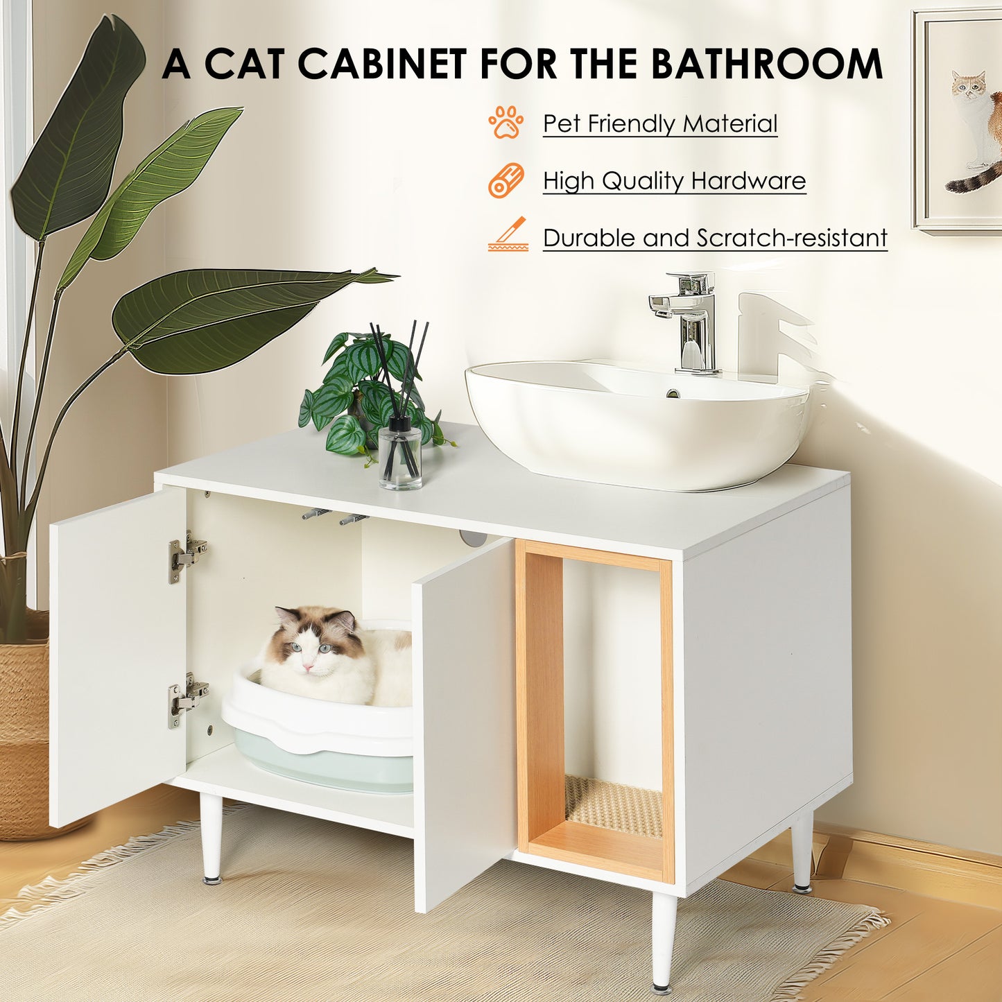 Bathroom sink cabinet/enclosed litter box