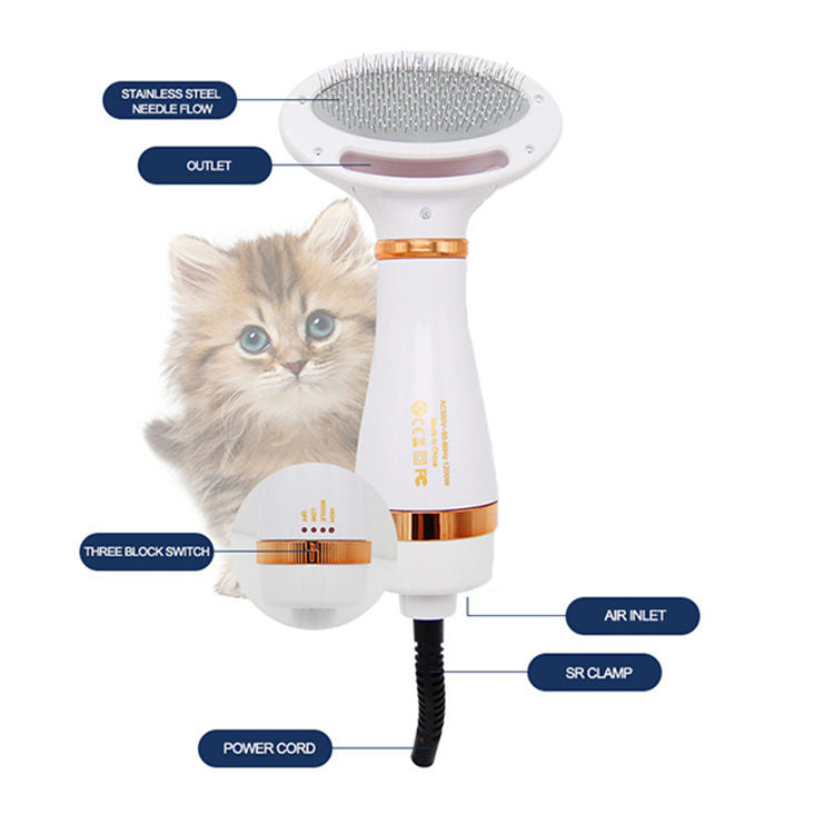 Two-In-One Pet Hot Air Brush