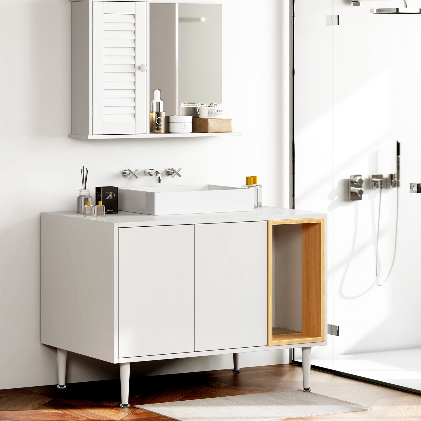 Bathroom sink cabinet/enclosed litter box