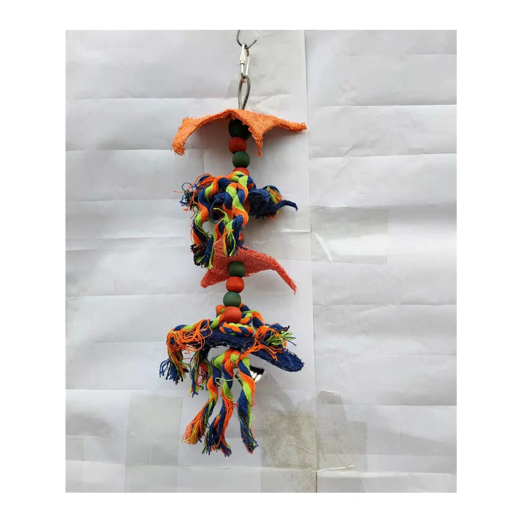 Pet Supplies Eco-Friendly Woven Cotton Rope Molar Cleaning Parrot Gnawing Damage Toy Chewing Knot Indoor Outdoor