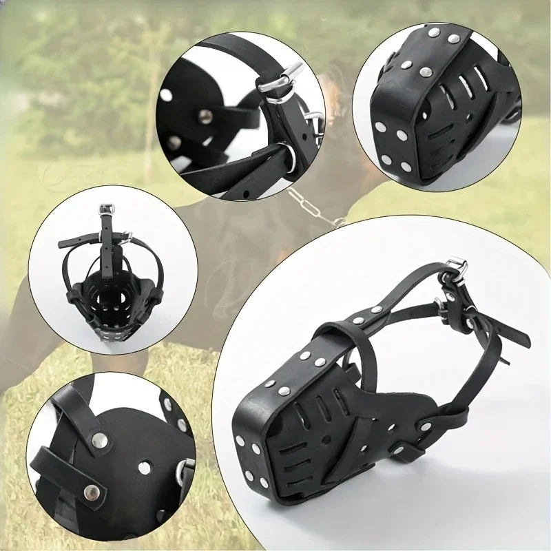 Adjustable Leather Basket Muzzle