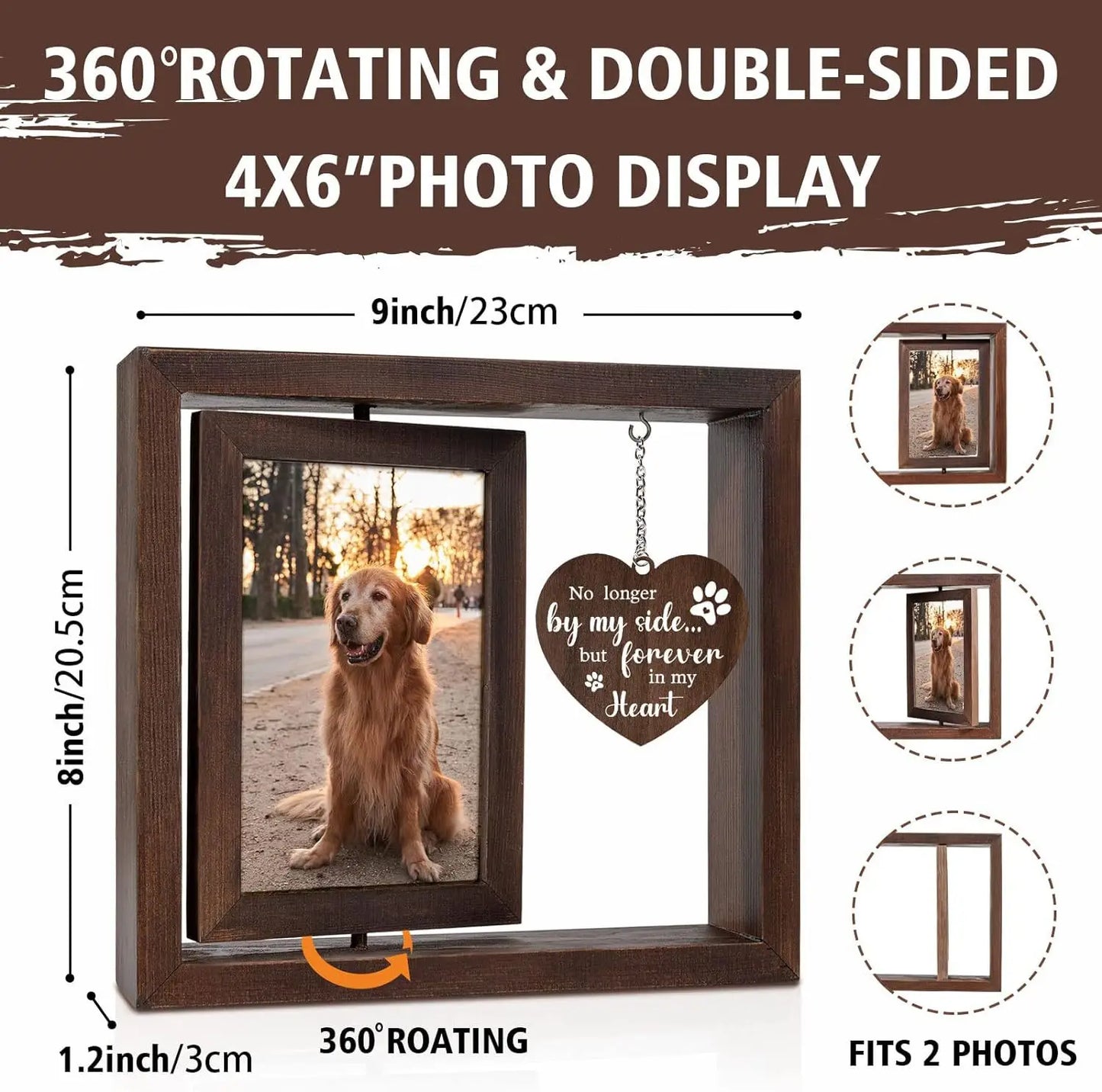 Rotatable 4x6 Wooden Photo Frame Memorial