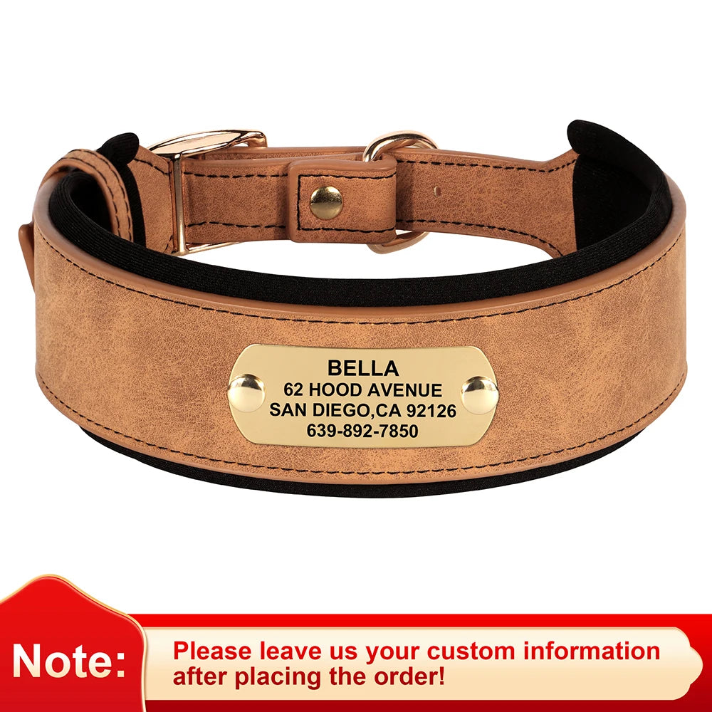Personalized PU Leather Dog Collar