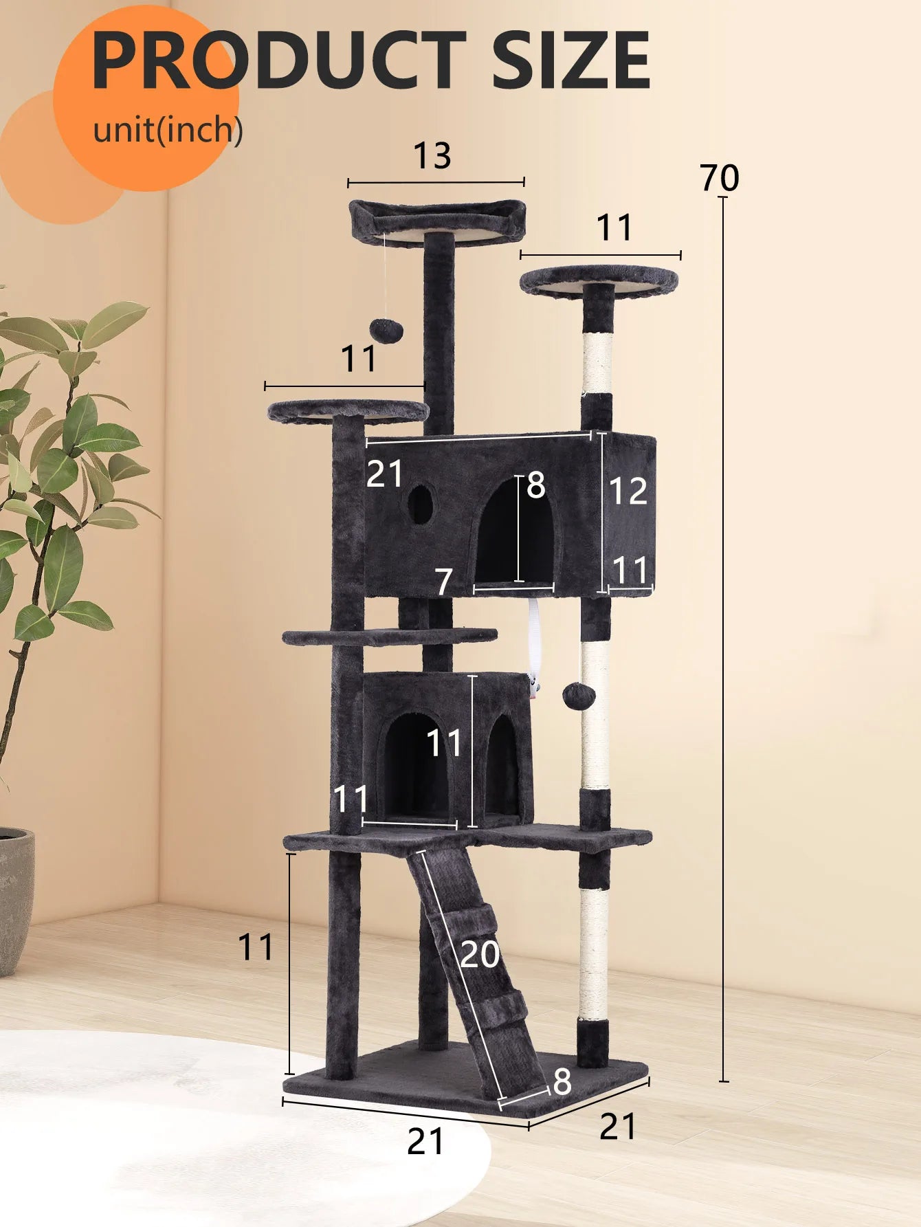 Cat Tree 54/70 Inch