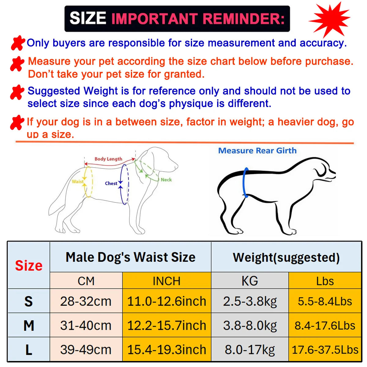 4 Pcs Washable Male Dog Belly Band
