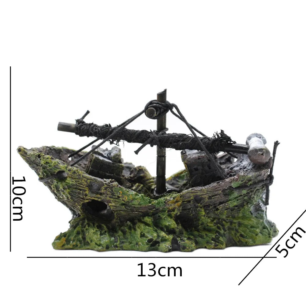 Resin Aquarium Sunken Ship Decor