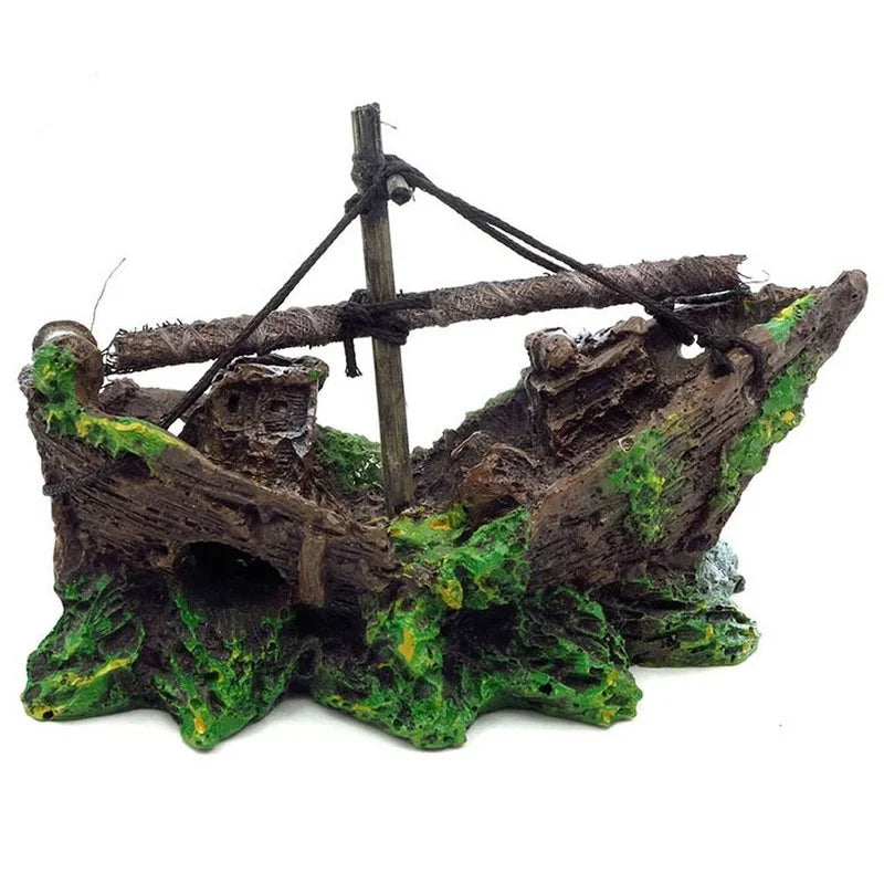 Resin Aquarium Sunken Ship Decor