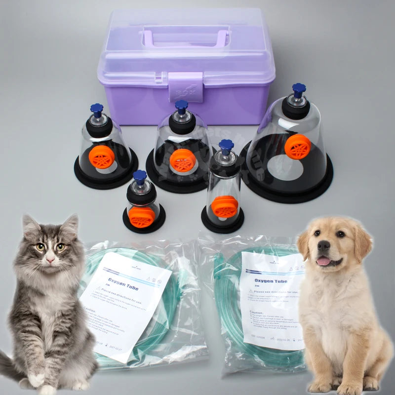 Pet Oxygen Mask Kit Dog Cat Oxygen Inhalation Atomizing Mask for Animals 5 Sizes Veterinary Tools