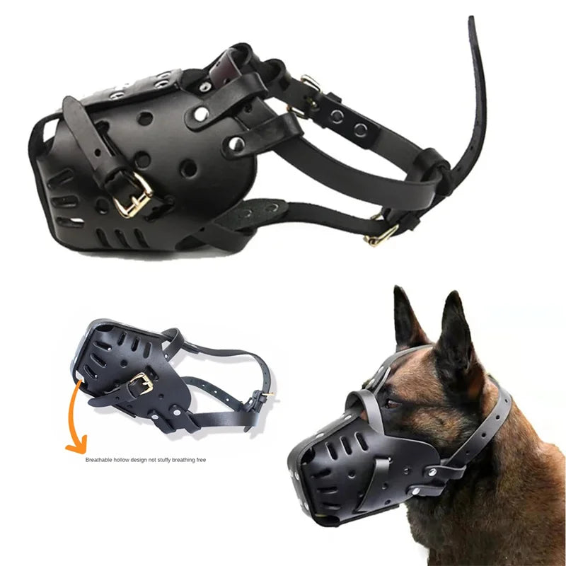 Adjustable Leather Basket Muzzle