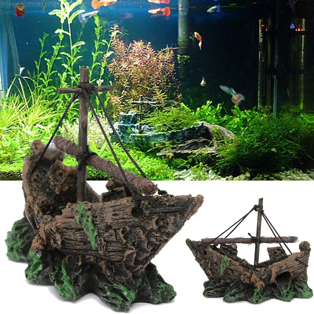 Resin Aquarium Sunken Ship Decor